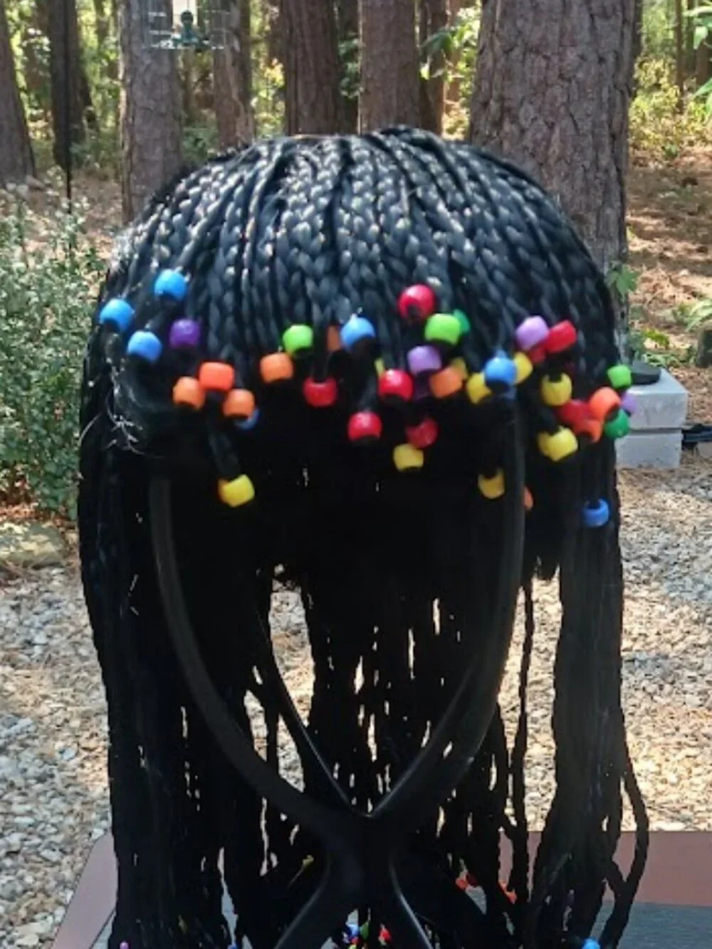 Black Braided Costume Wig Colorful Beads Unisex-Retro-Hippy-Egyptian Queen